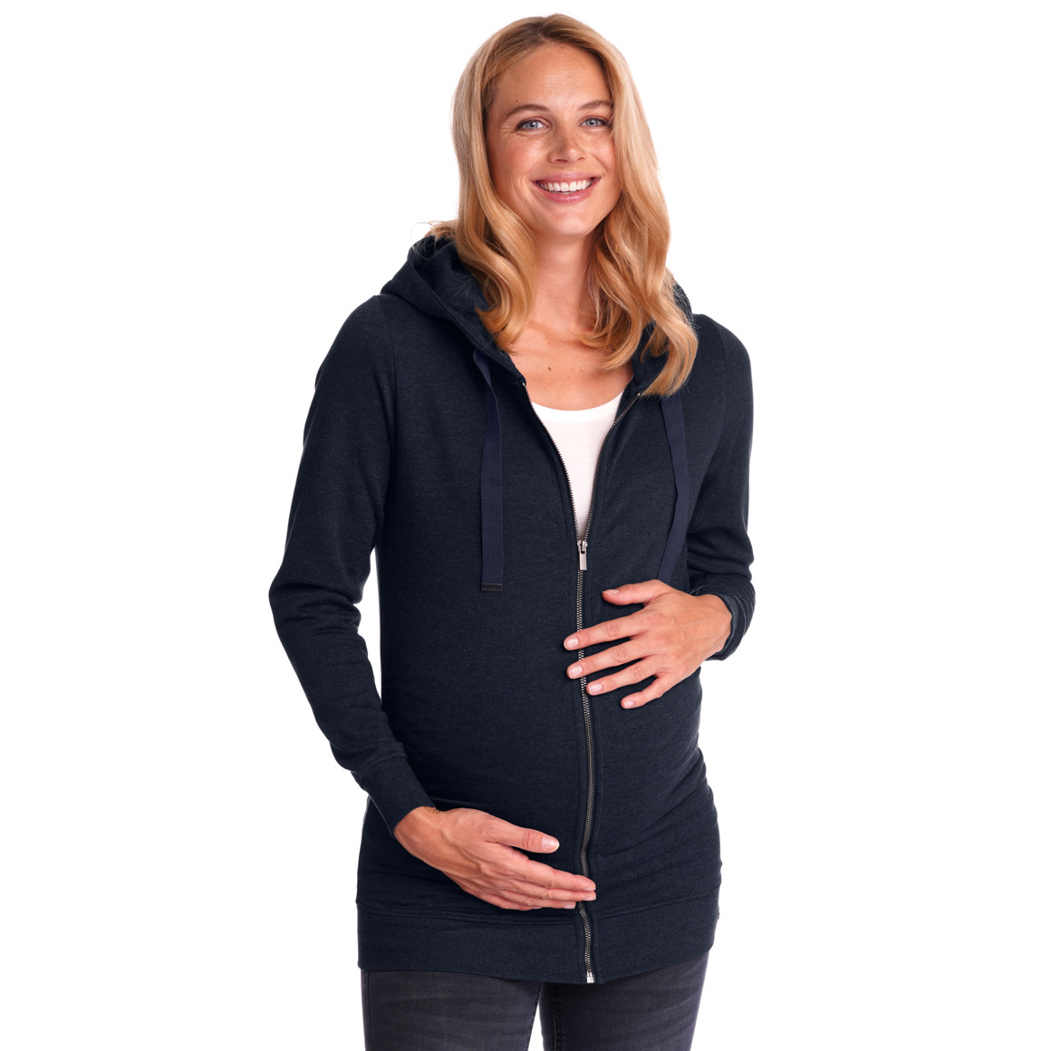 Damen Umstands-Sweatjacke mit Kapuze