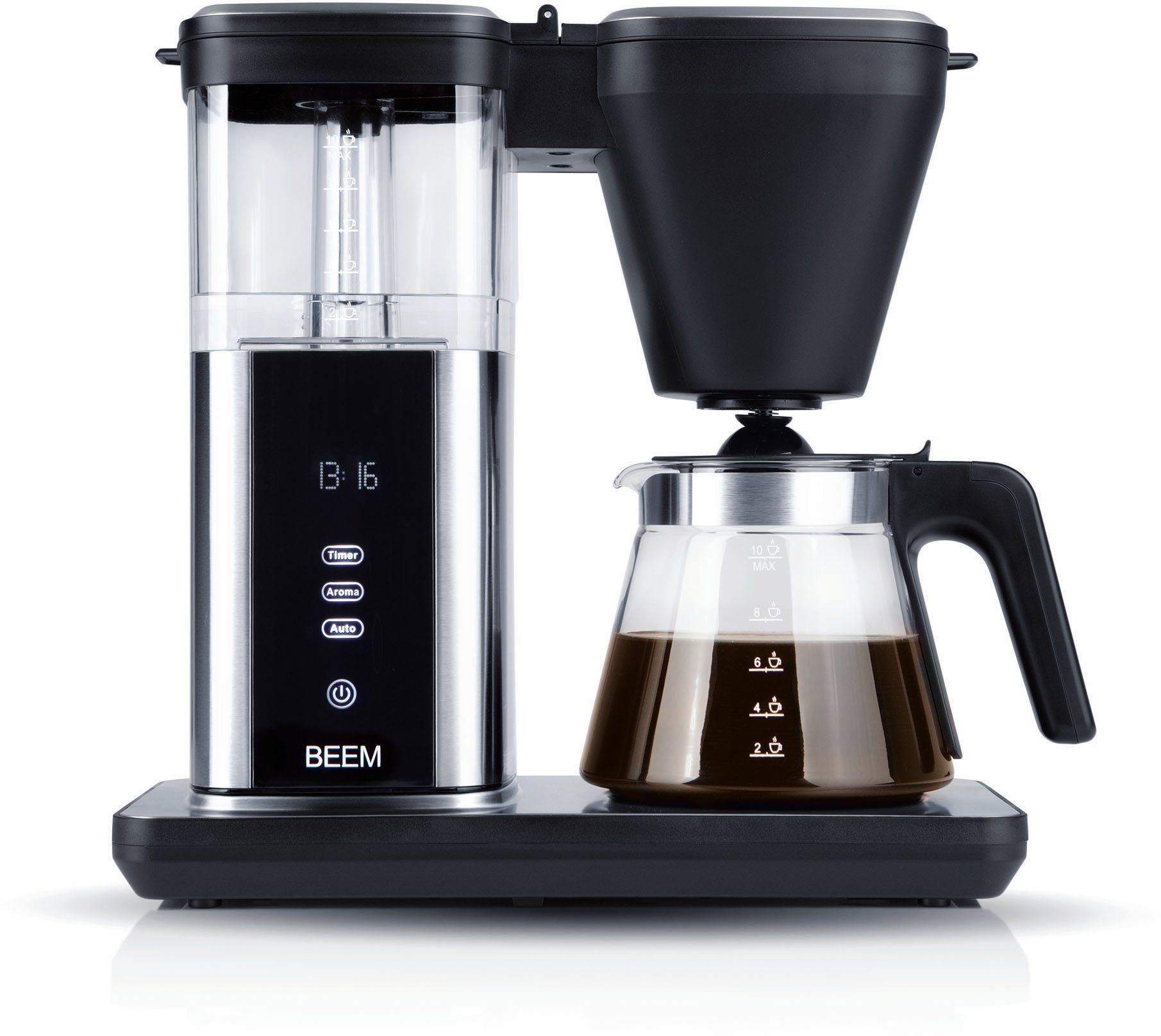 BEEM Filterkaffeemaschine Direct-Brew Glas, 1,25l Kaffeekanne, Papierfilter 1x4