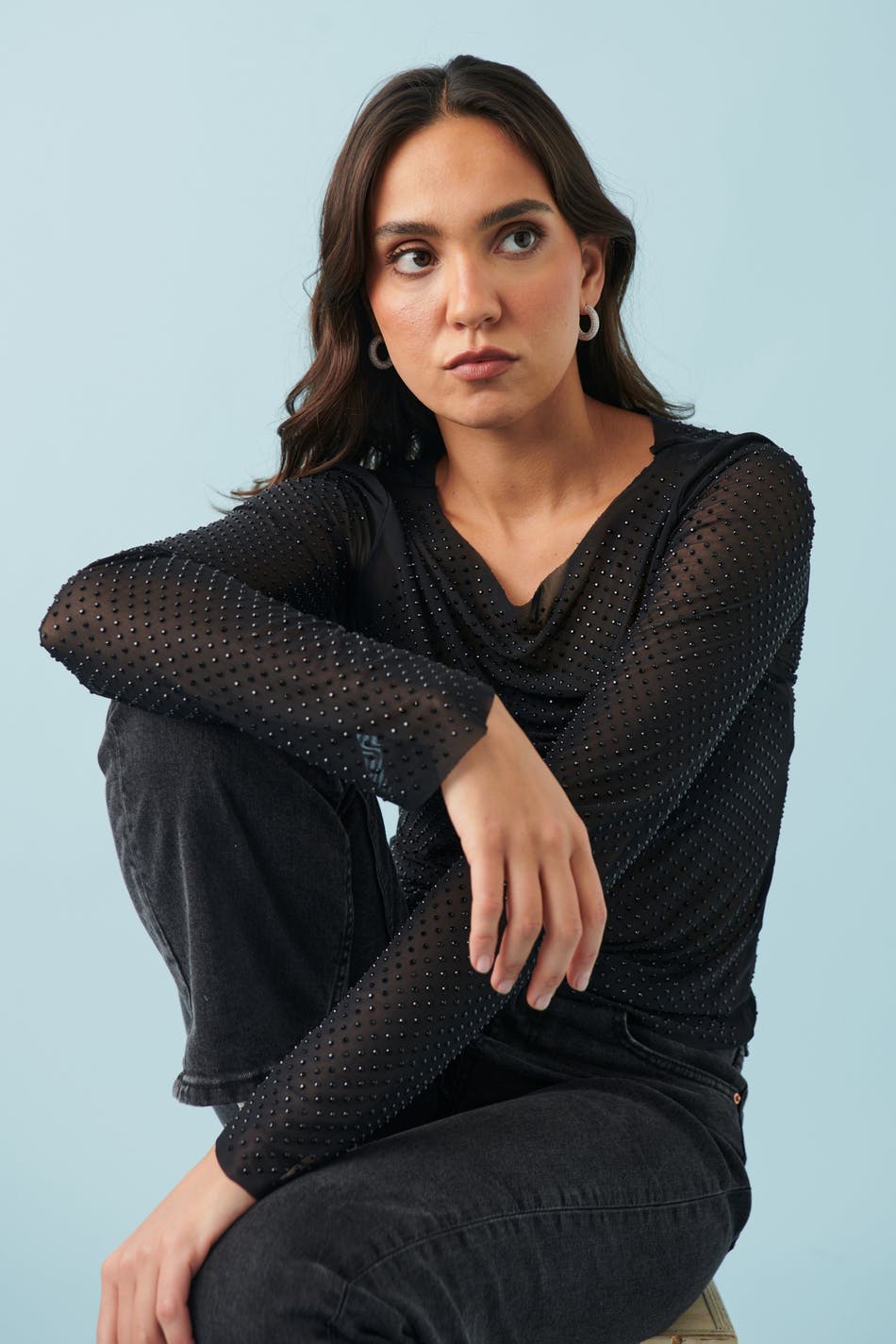 Mesh rhinestone top