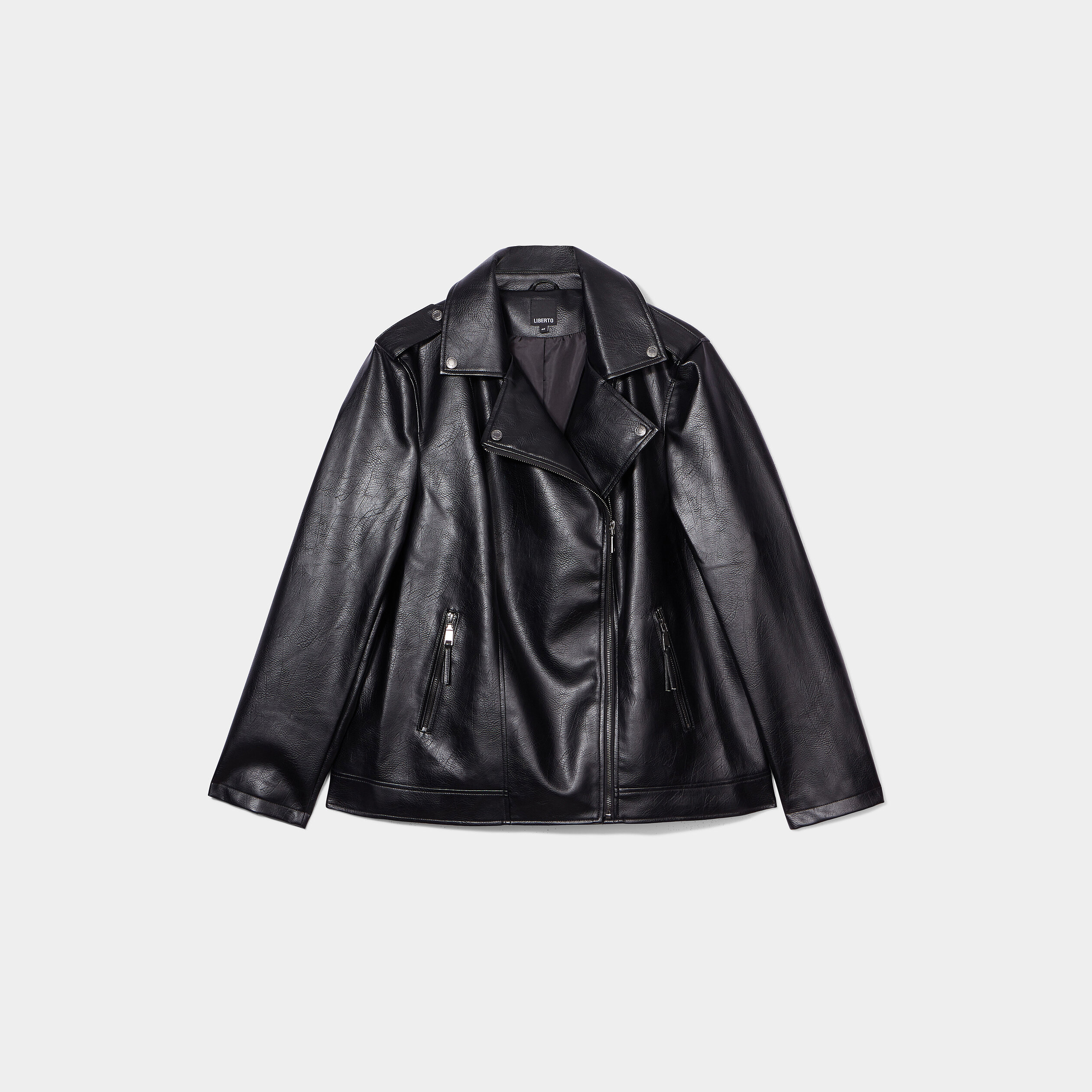 Veste biker ajustée simili cuir noir femme grande taille | La Halle