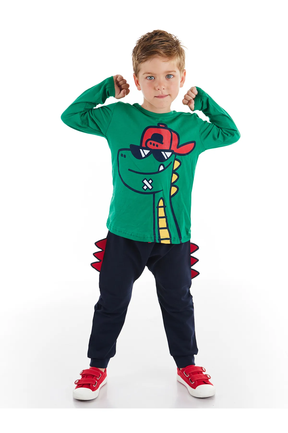 Denokids  Dino-Junge mit Brille, T-Shirt-Hosen-Set