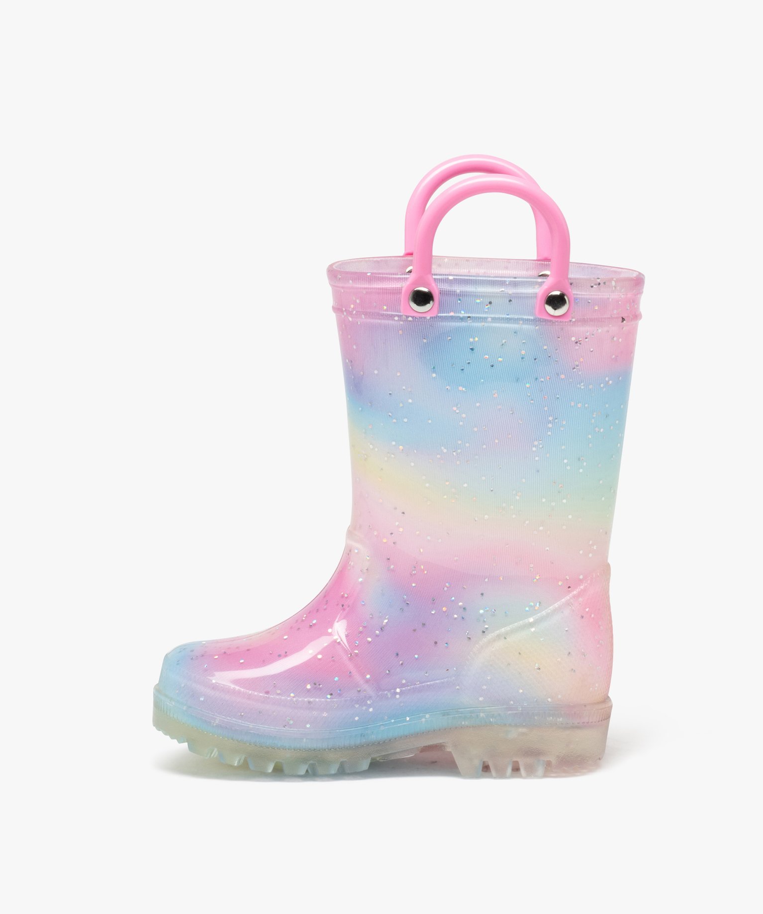 Bottes de pluie bébé fille à paillettes avec anses multicolore | GEMO