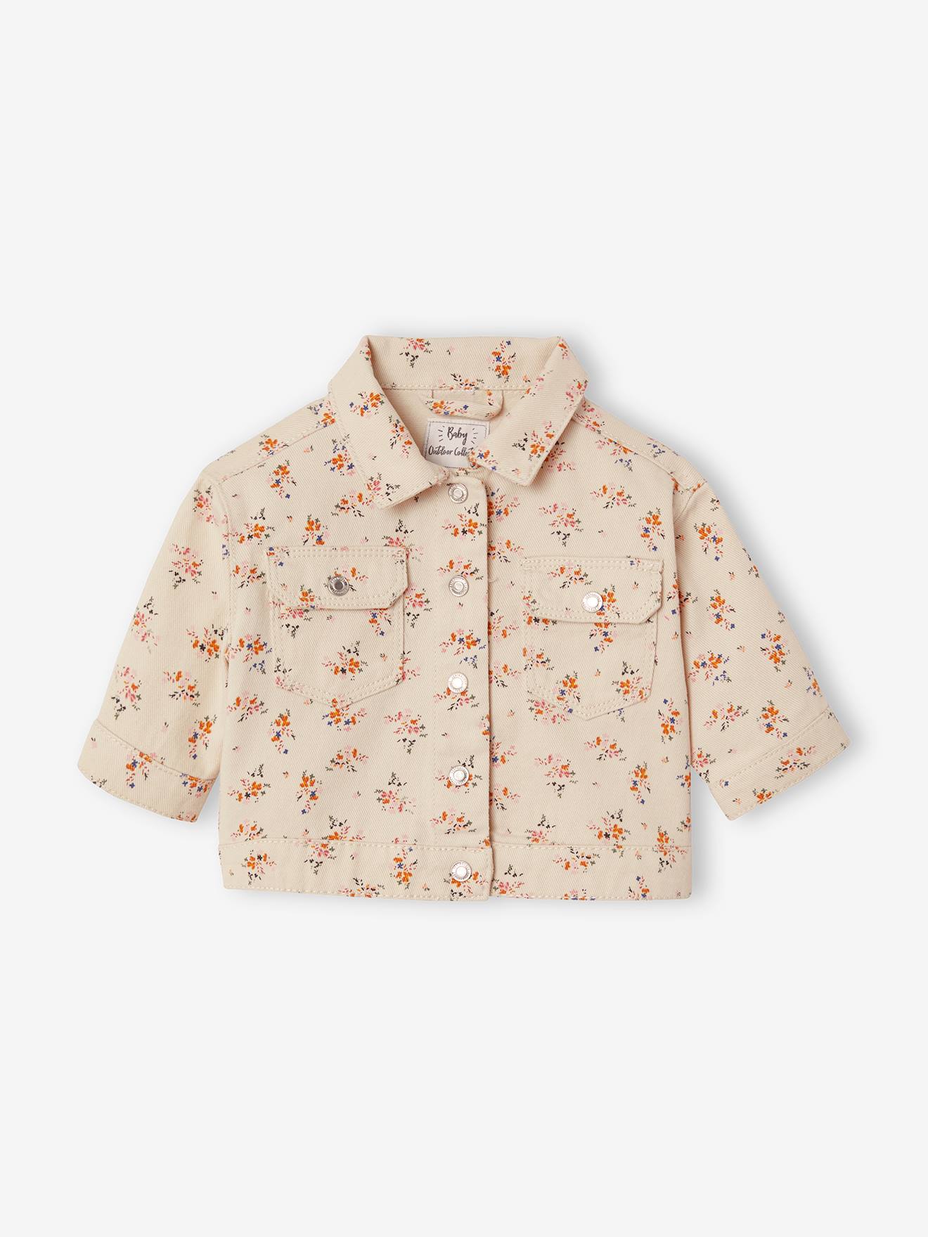 Veste imprimée en denim bébé beige