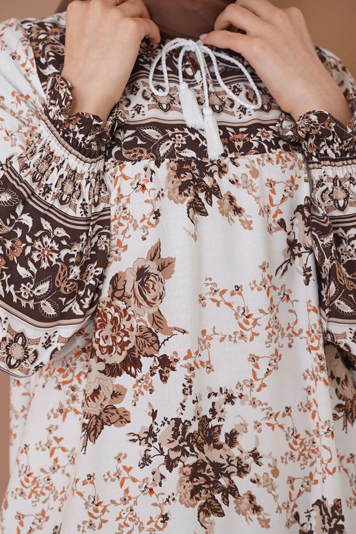 Bigdart  1947 Gemustertes langes Kleid – Braun
