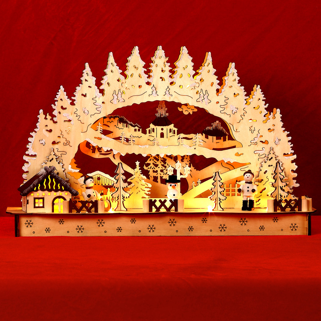 DEUBA Schwibbogen Winterdorf Weihnachten hellbraun