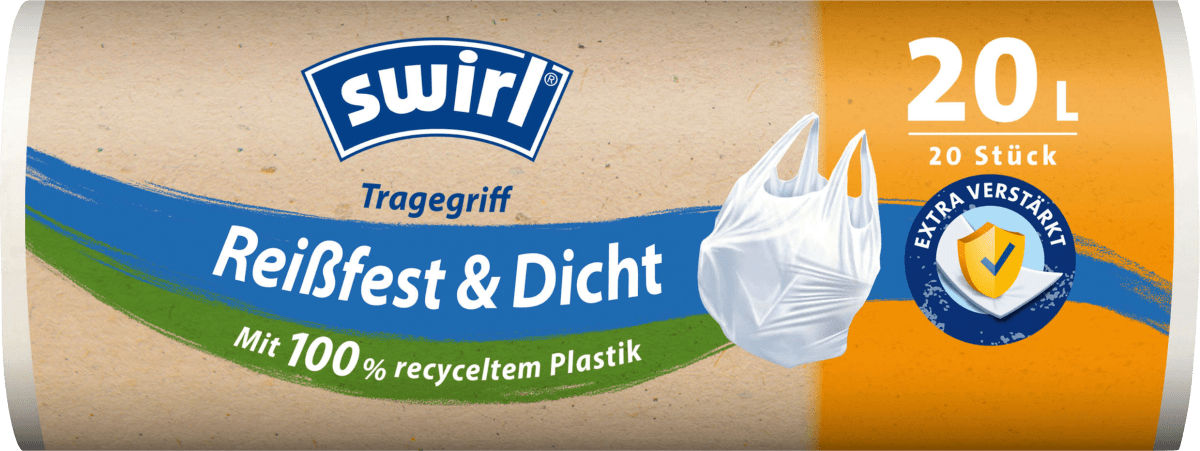 Müllbeutel 20 l mit Tragegriff mit 100 % recyceltem Plastik, 20 St