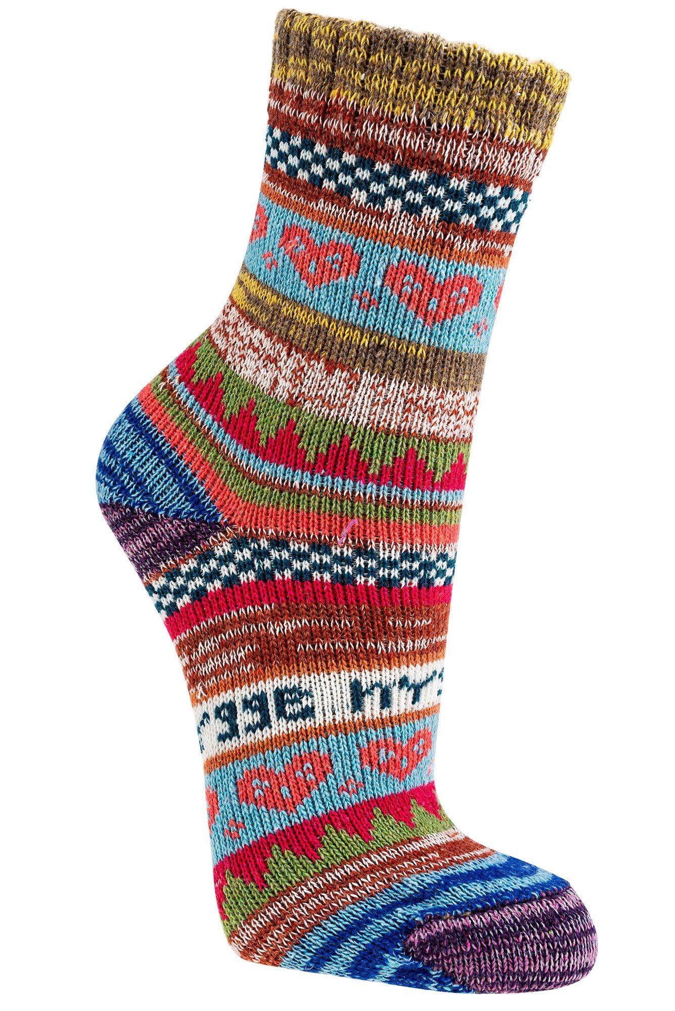 Wowerat Norwegersocken Bunte Hygge Norweger Socken Baumwolle mit schönem Muster Kinder (3 Paar) buntes Hygge Muster