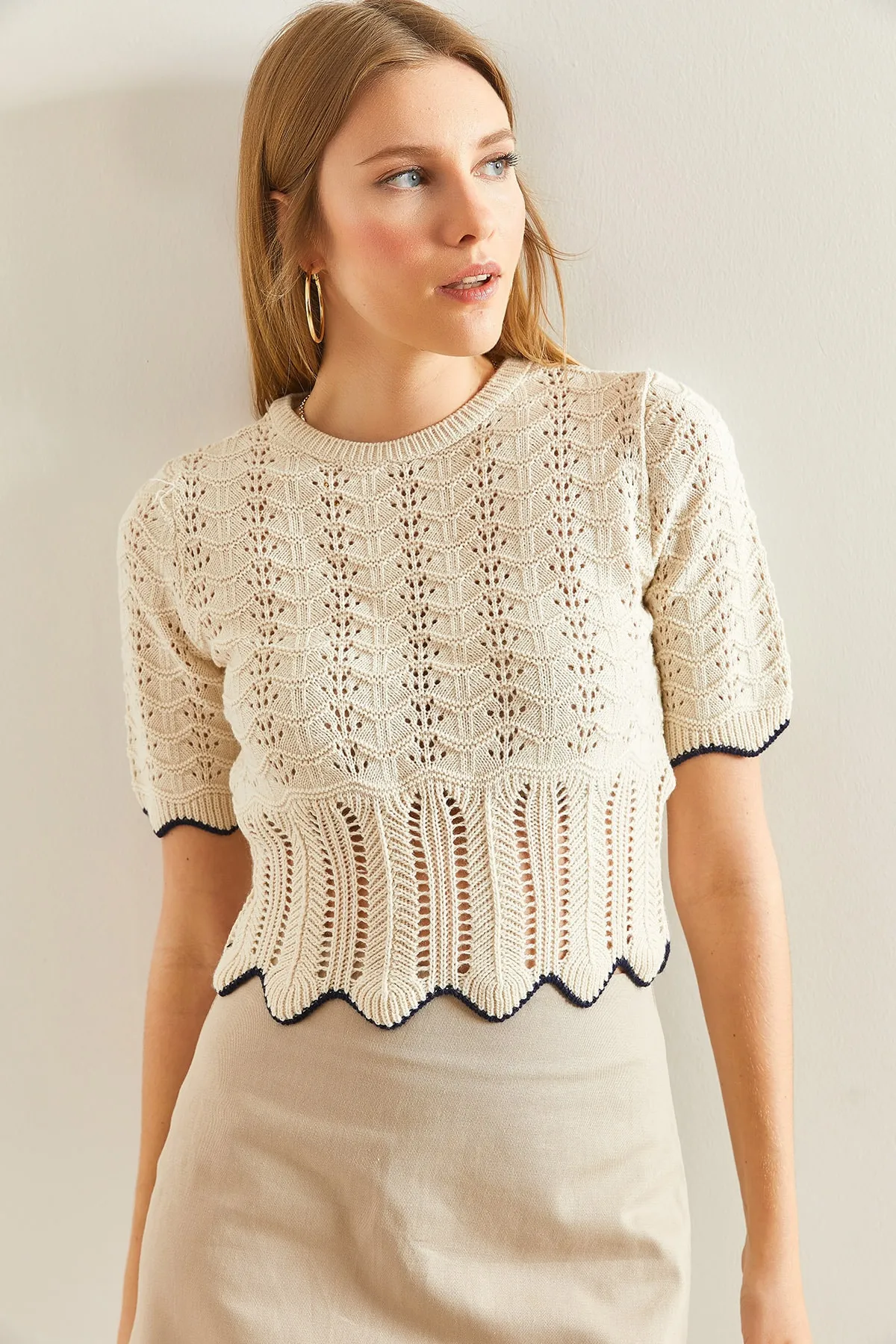 Bianco Lucci  Gemusterte Strickbluse für Damen