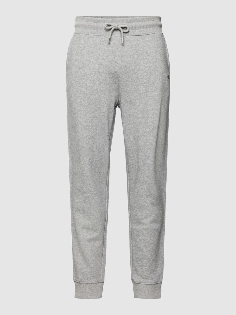 Sweatpants mit Label-Stitching Modell 'SHIELD' in mittelgrau meliert