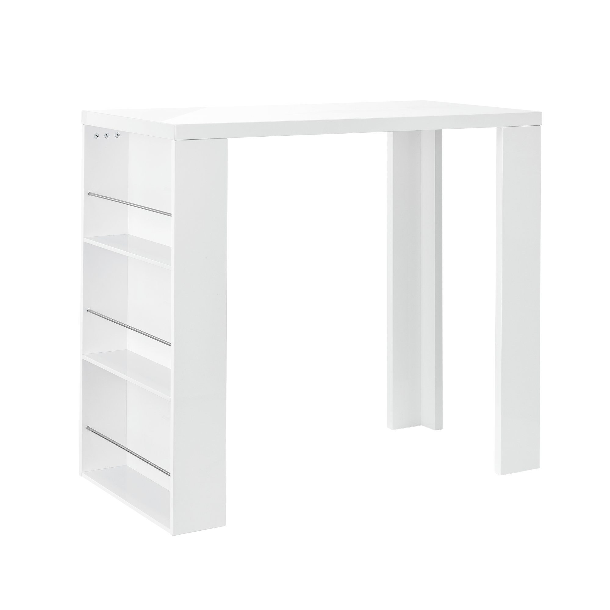 en.casa Bartisch, Bonn Bartheke mit seitlichem Regal weiß 117 x 57 x 106,5 cm