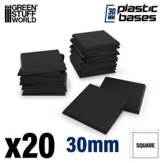 Schwarze quadratische Kunststoffbasen - Rand 30mm (20)