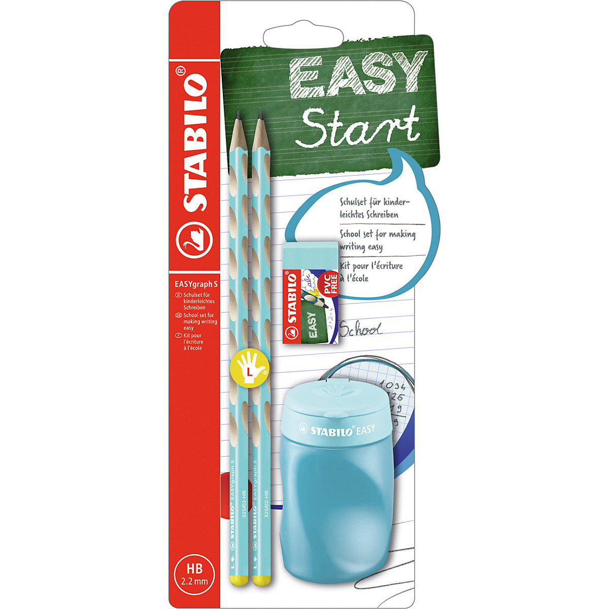 Dreikant-Bleistift EASYgraph Start Set Linkshänder blau, 4-tlg.