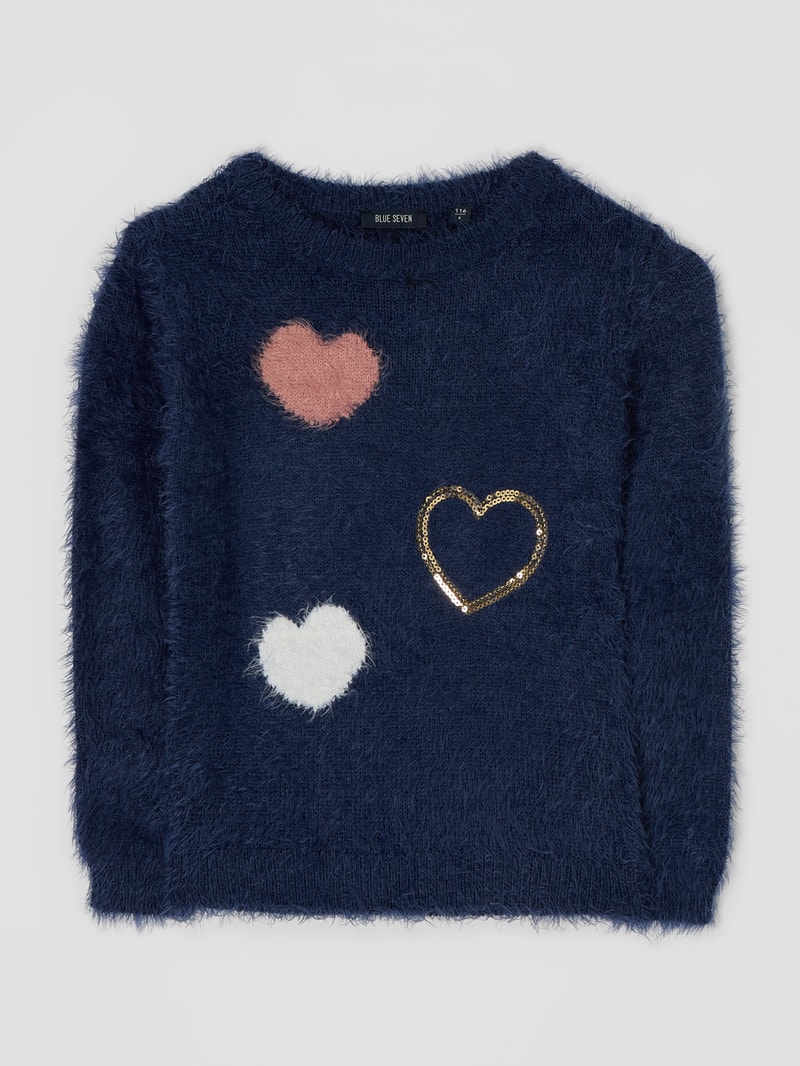 Pullover mit Herzen in marineblau