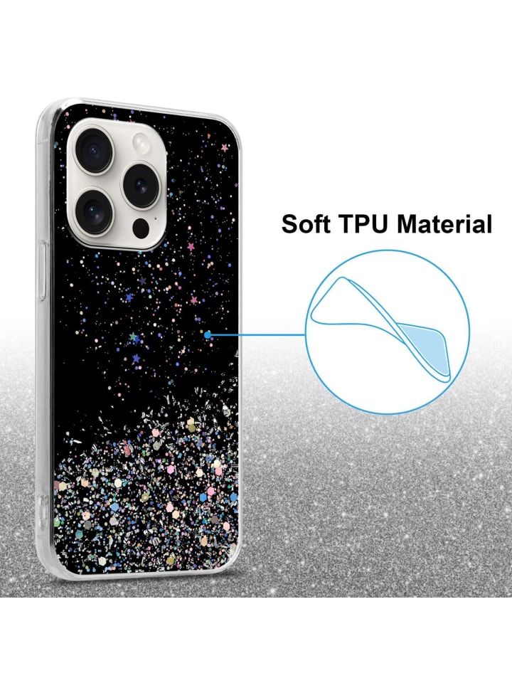 cadorabo Hülle für Apple iPhone 15 PRO Glitter in Schwarz mit Glitter günstig kaufen onesize