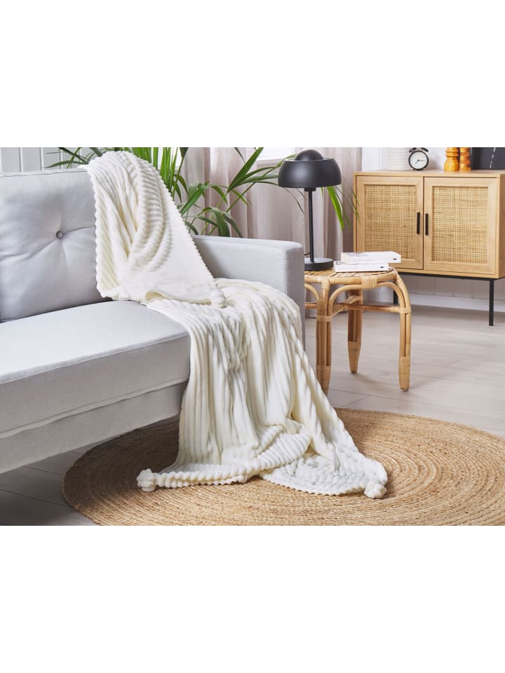 Beliani Kuscheldecke KAWERI in Weiß - (W) 150 x (H) 0.5 x (L) 200 cm günstig kaufen onesize