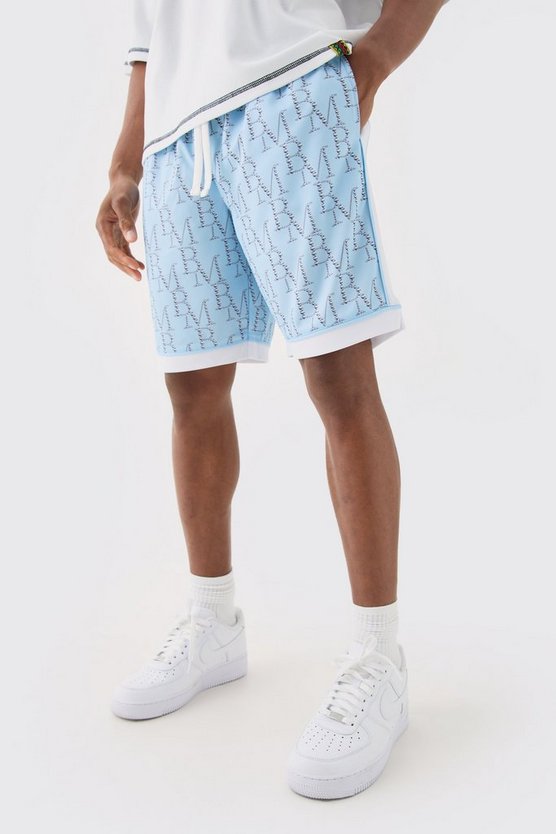 Lockere Mesh Basketball-Shorts mit Bm Print