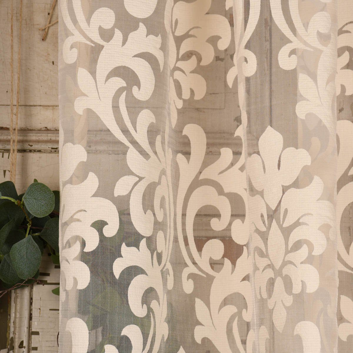 Meterware Rasch Textil Stores Ausbrenner Dali Ornamente beige 280cm, halbtransparent, Viskose, überbreit