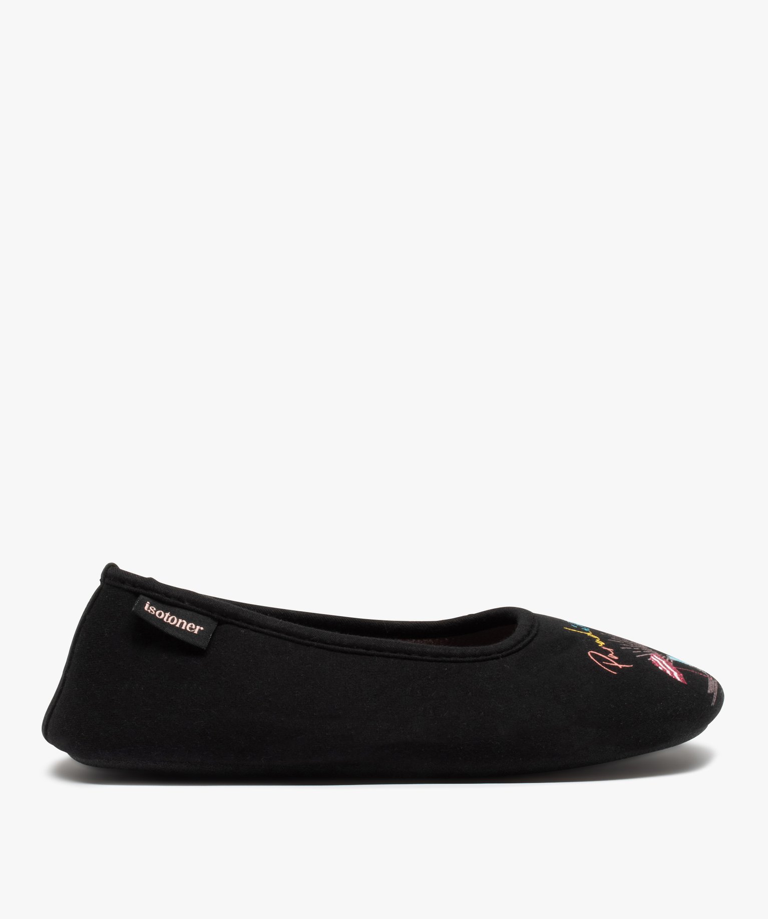Chaussons femme ballerines imprimées Paradise - Isotoner noir | GEMO