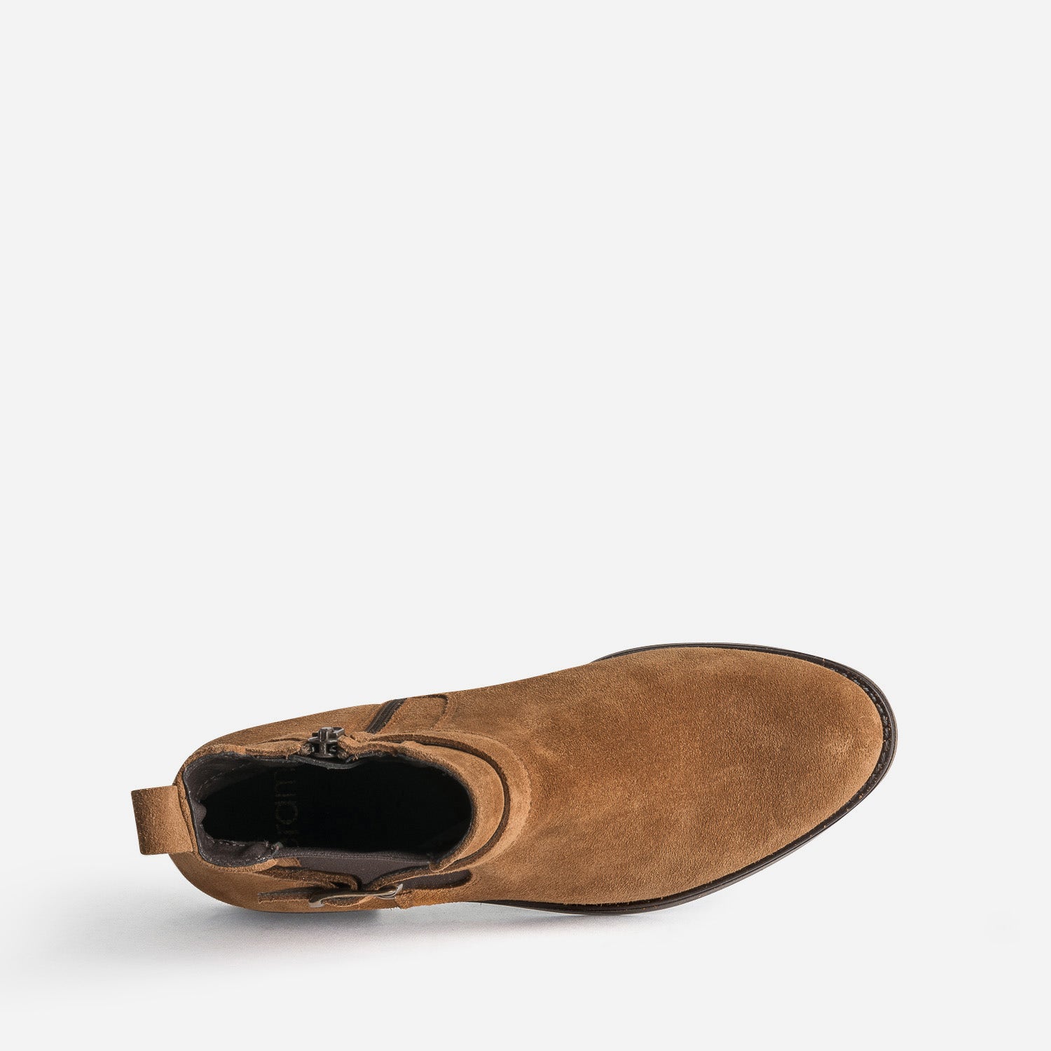 Boots cognac en cuir velours