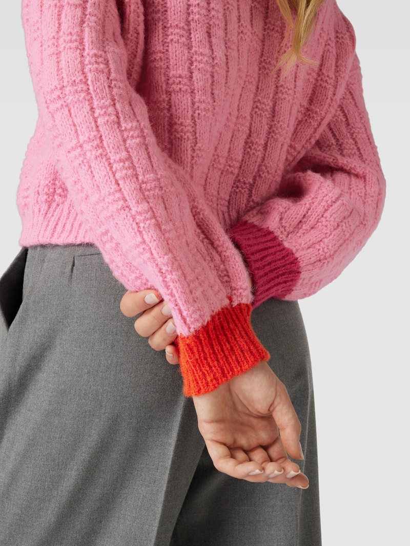 Strickpullover mit Strukturmuster Modell 'INGRID' in pink
