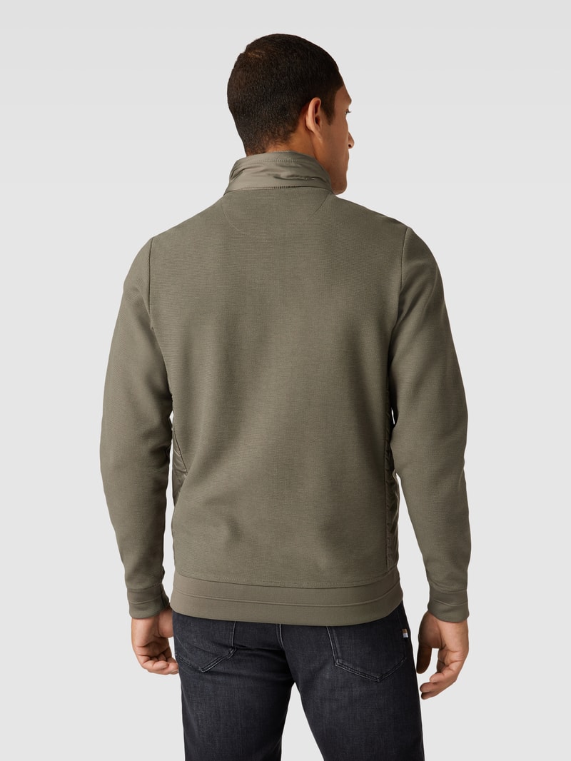 Sweatjacke mit Two-Tone-Machart in khaki