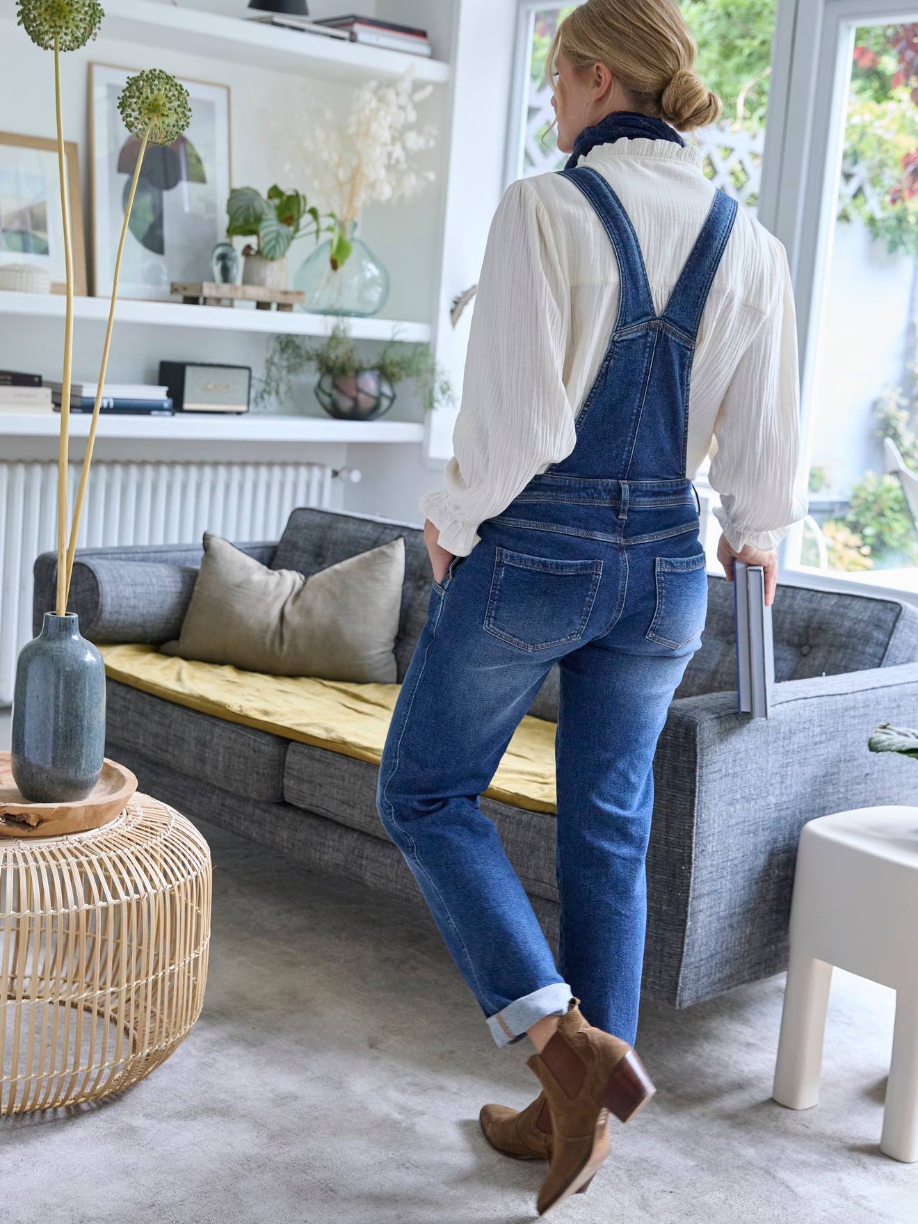Vertbaudet Latzjeans für Schwangerschaft & Stillzeit, Mom-Fit - dunkelblau