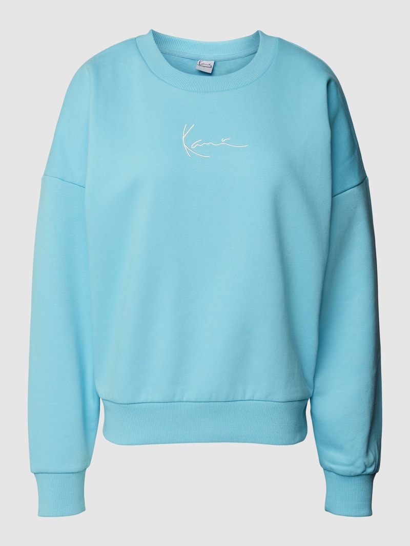 Sweatshirt mit Label-Stitching Modell 'Woven' in ozean blau
