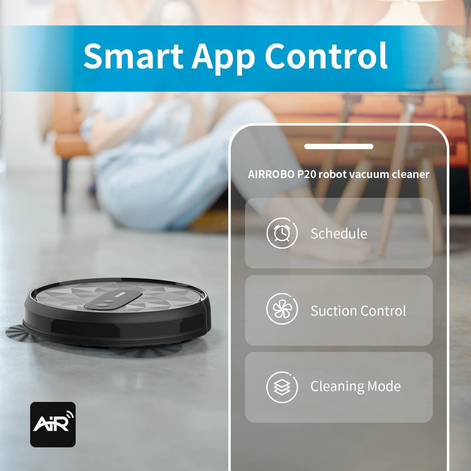 AIRROBO Saugroboter mit 2800 Pa Saugkraft, WLAN, optimiert Fernbedienung