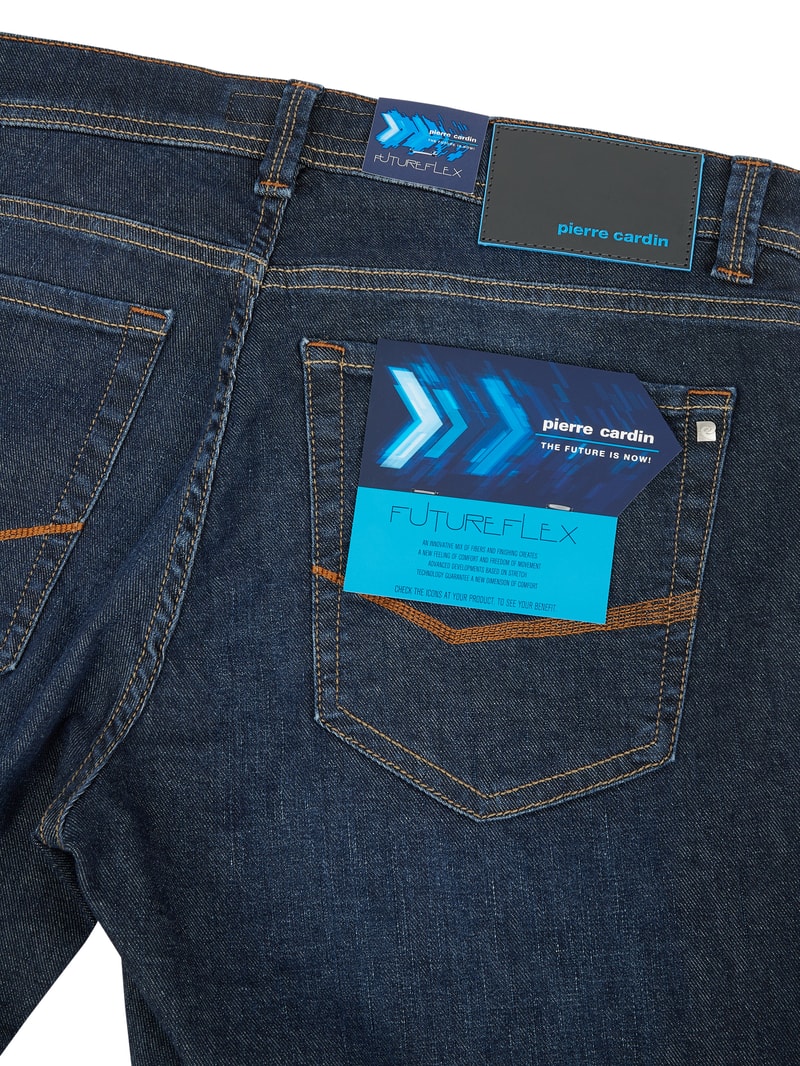 Tapered Fit Jeans mit Stretch-Anteil Modell 'Lyon' - 'Futureflex' in dunkelblau