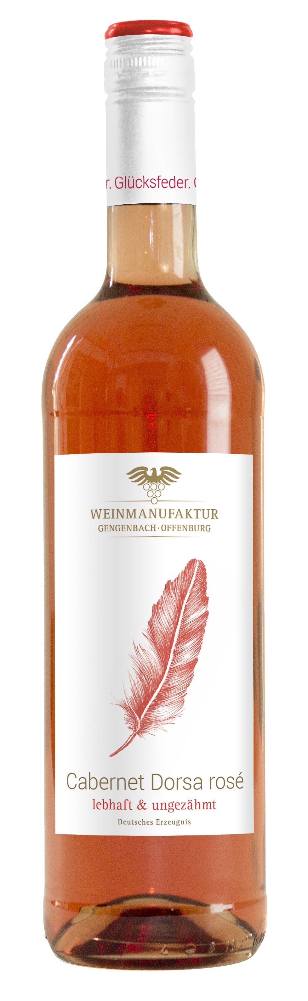 Weinmanufaktur Gengenbach-Offenburg Glücksfeder Cabernet Dorsa Rosé Qualitätswein feinherb 0,75L 2022
