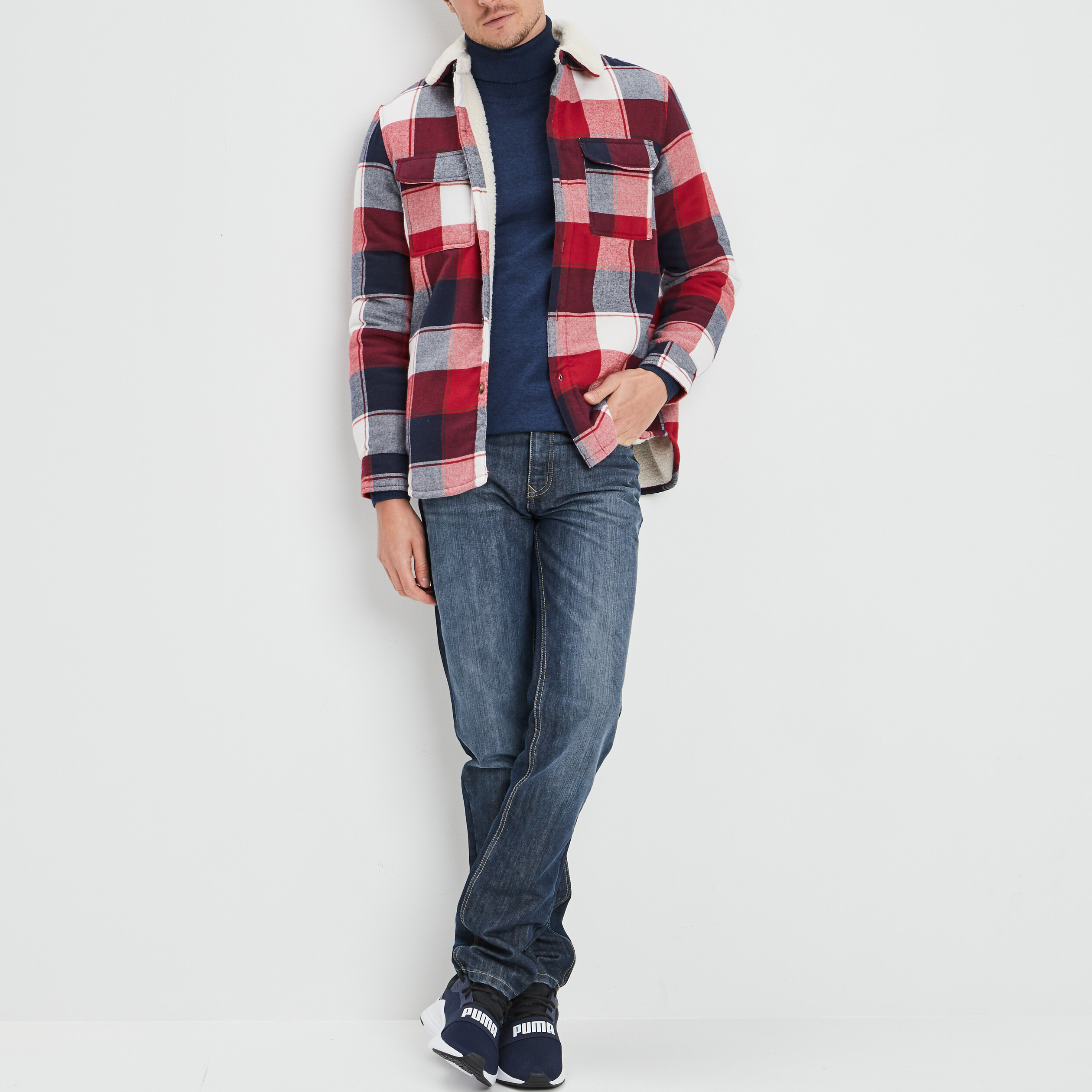 Pull avec col roulé bleu marine homme | La Halle