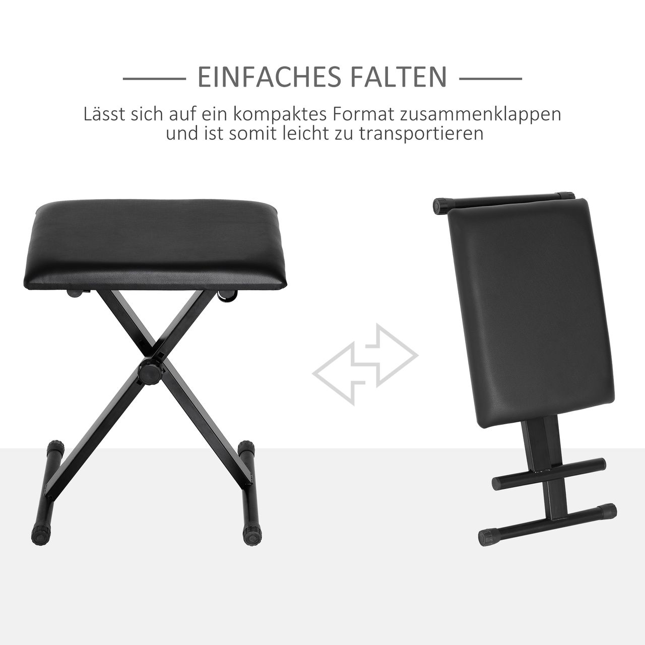 HOMCOM Klavierhocker Klavierbank zusammenklappbar Hocker Schwarz