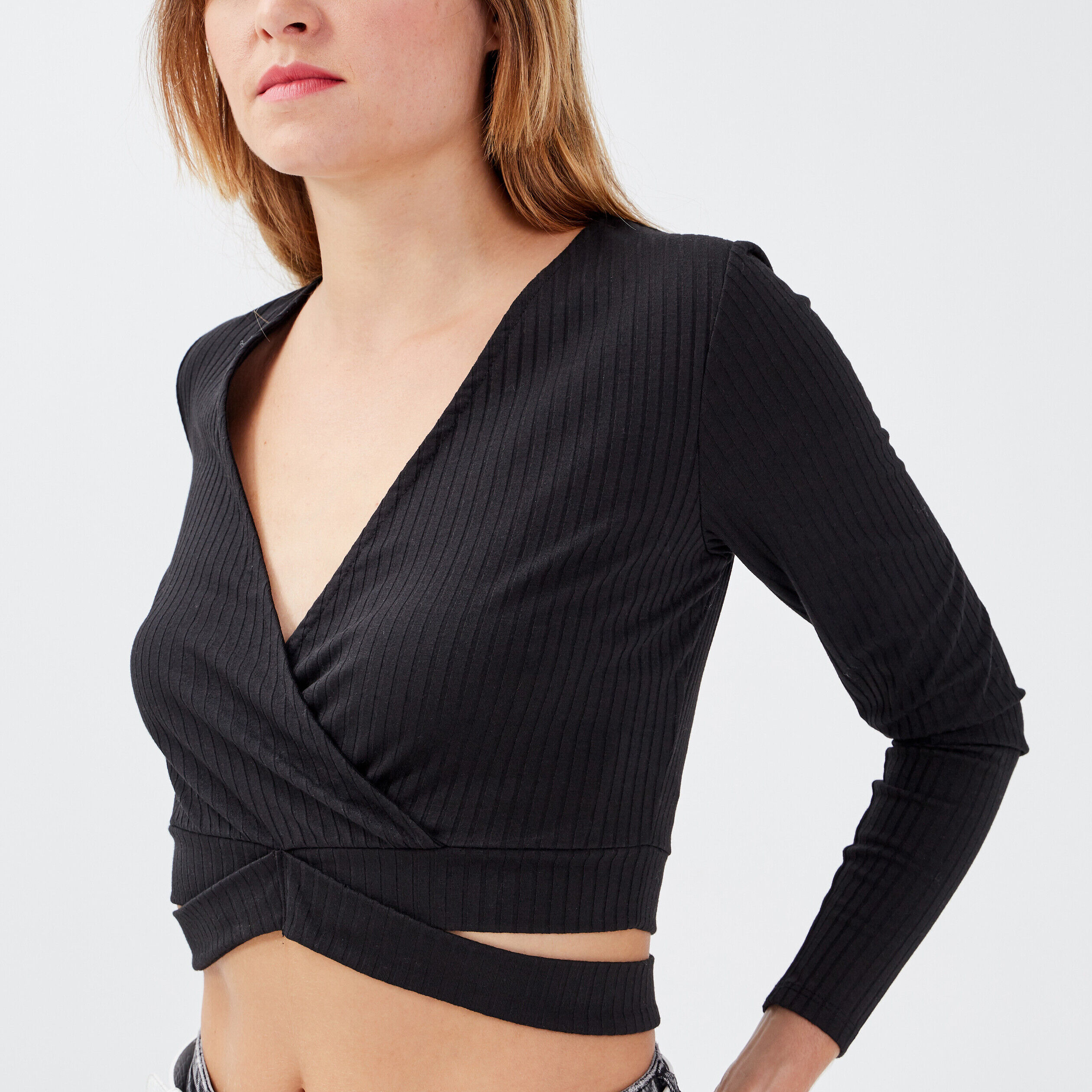 T-shirt manches longues noir femme | Cache Cache