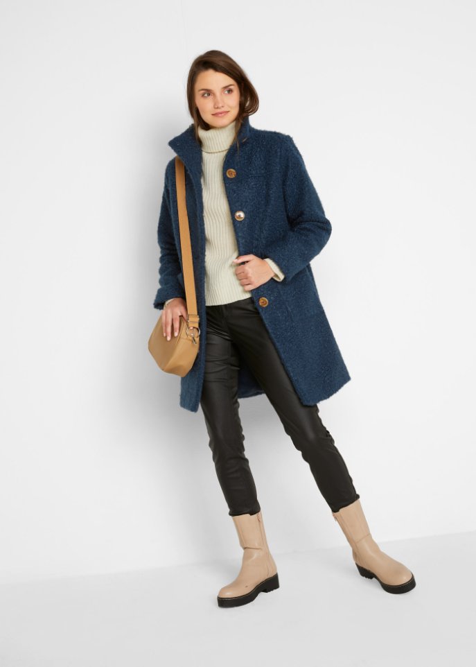 Boucle-Mantel mit Taschen