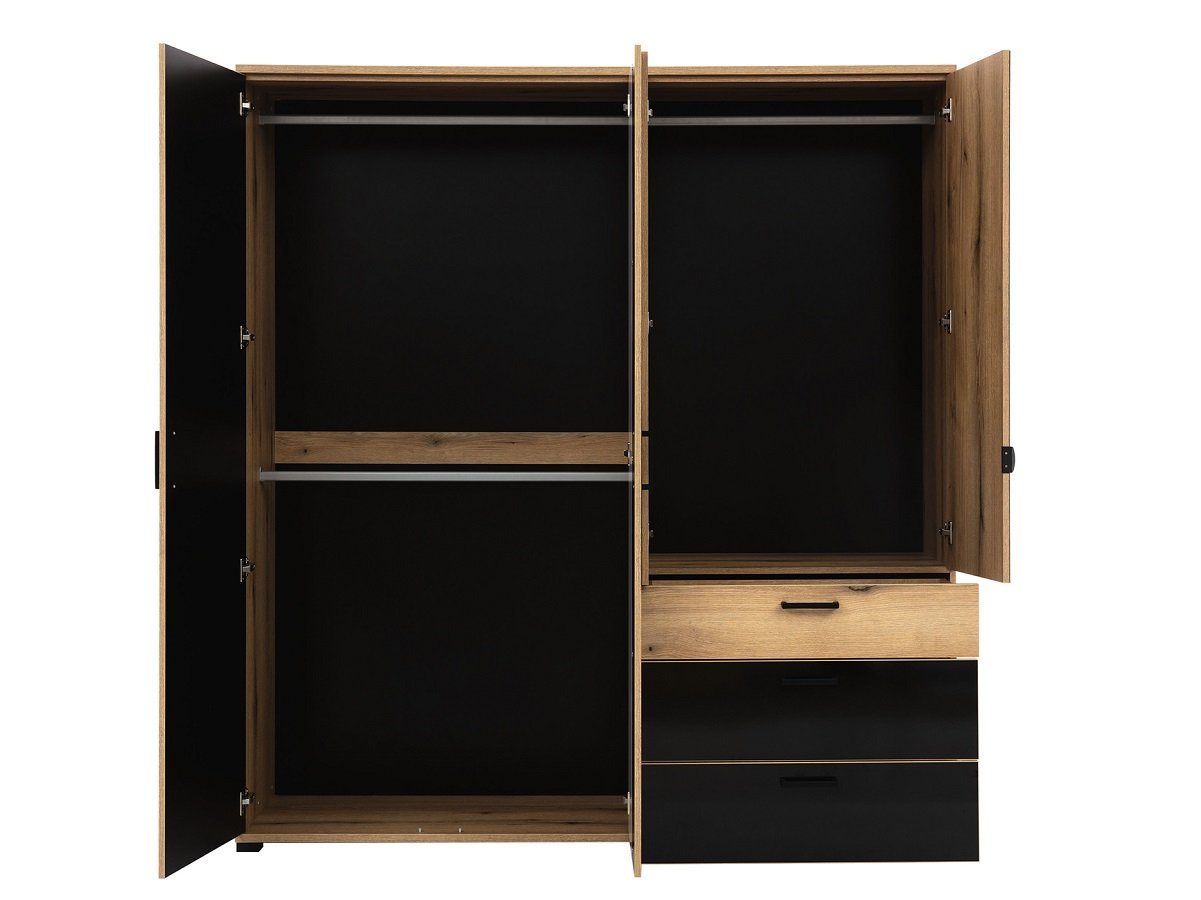 QMM TraumMöbel Schlafzimmer-Set Schlafzimmer Aria Set B Bett Schrank Nachttische Kommode LED