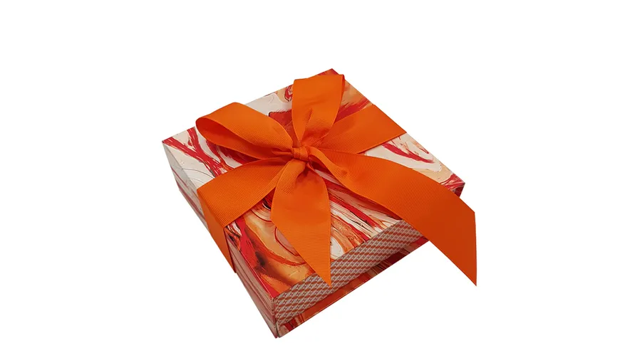 TRUBA Box midi mit Schleife MARBLES orange