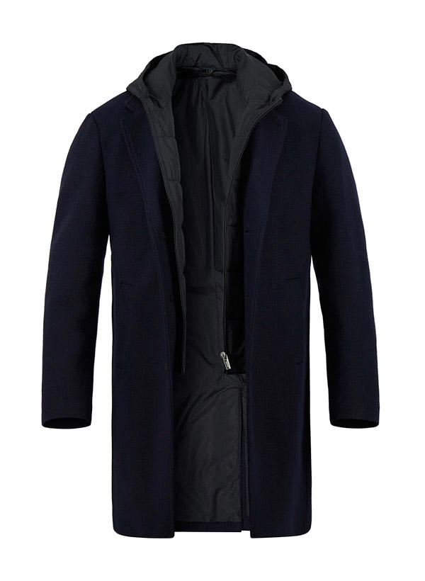 BOGGI MILANO, Mantel, Woll-Strick, navy-schwarz