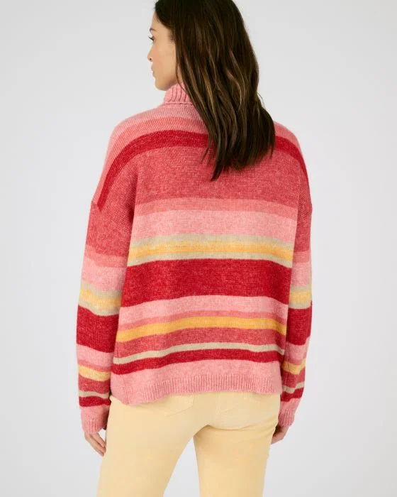 Pull col roulé rayé