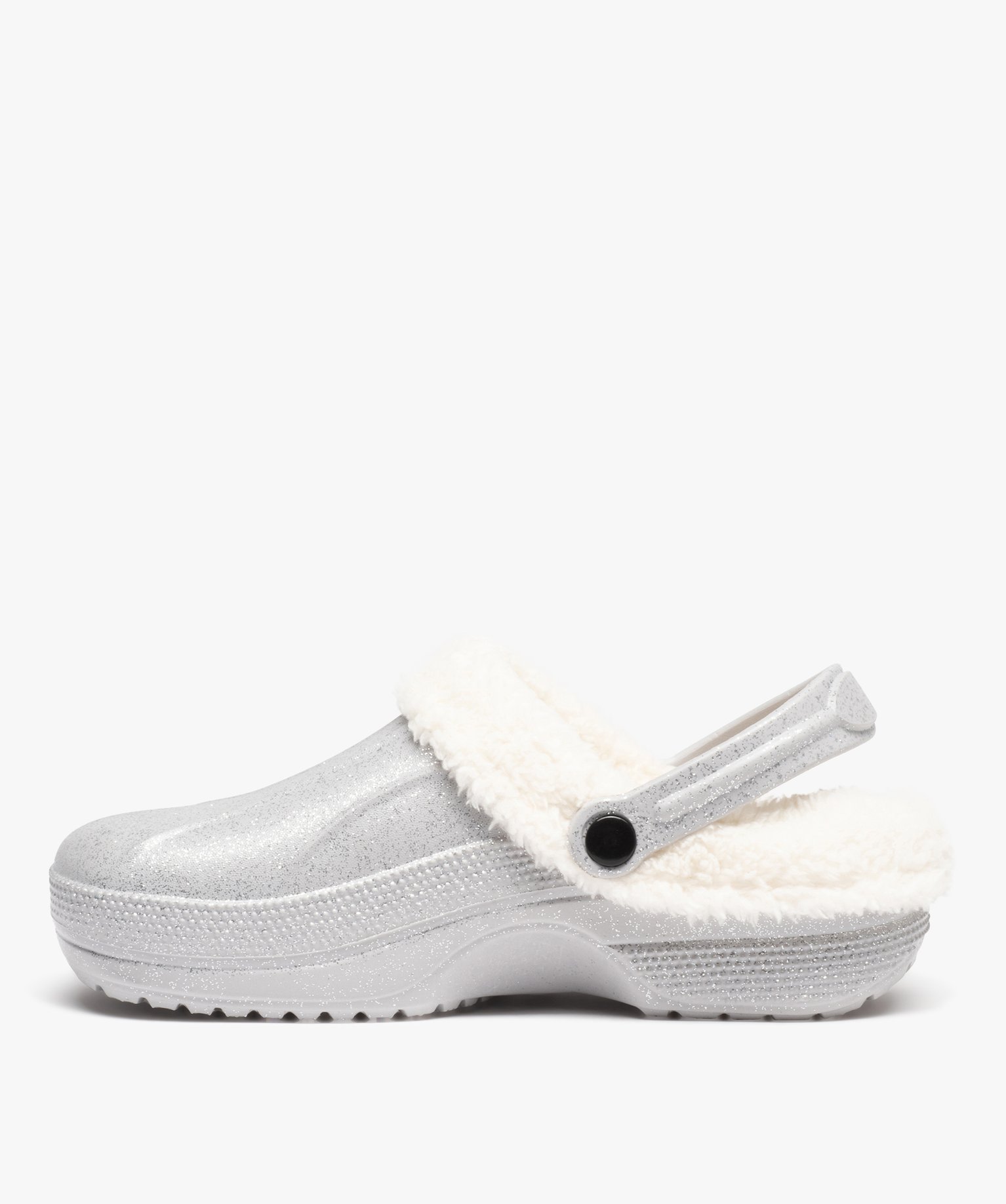 Chaussons femme sabots fourrés doublure amovible argent | GEMO