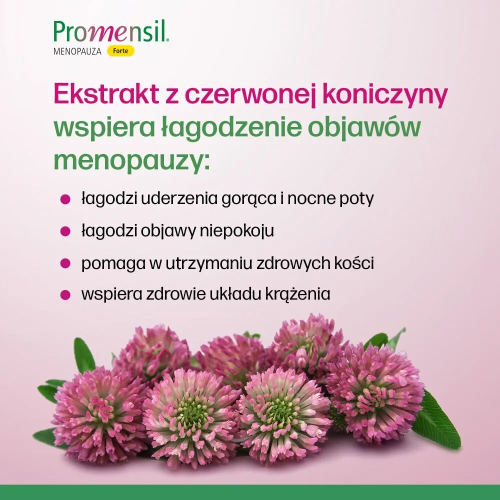 Promensil Forte, vaistas, palengvinantis menopauzės simptomus, tabletės