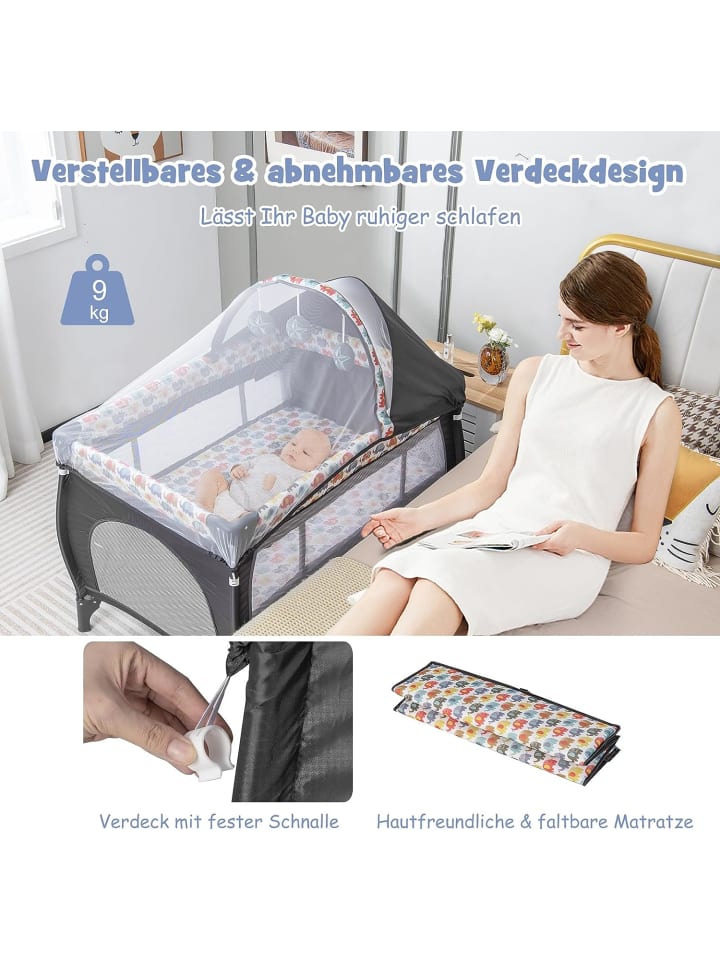 COSTWAY 5 in 1 Babybett in Bunt günstig kaufen 102 cm