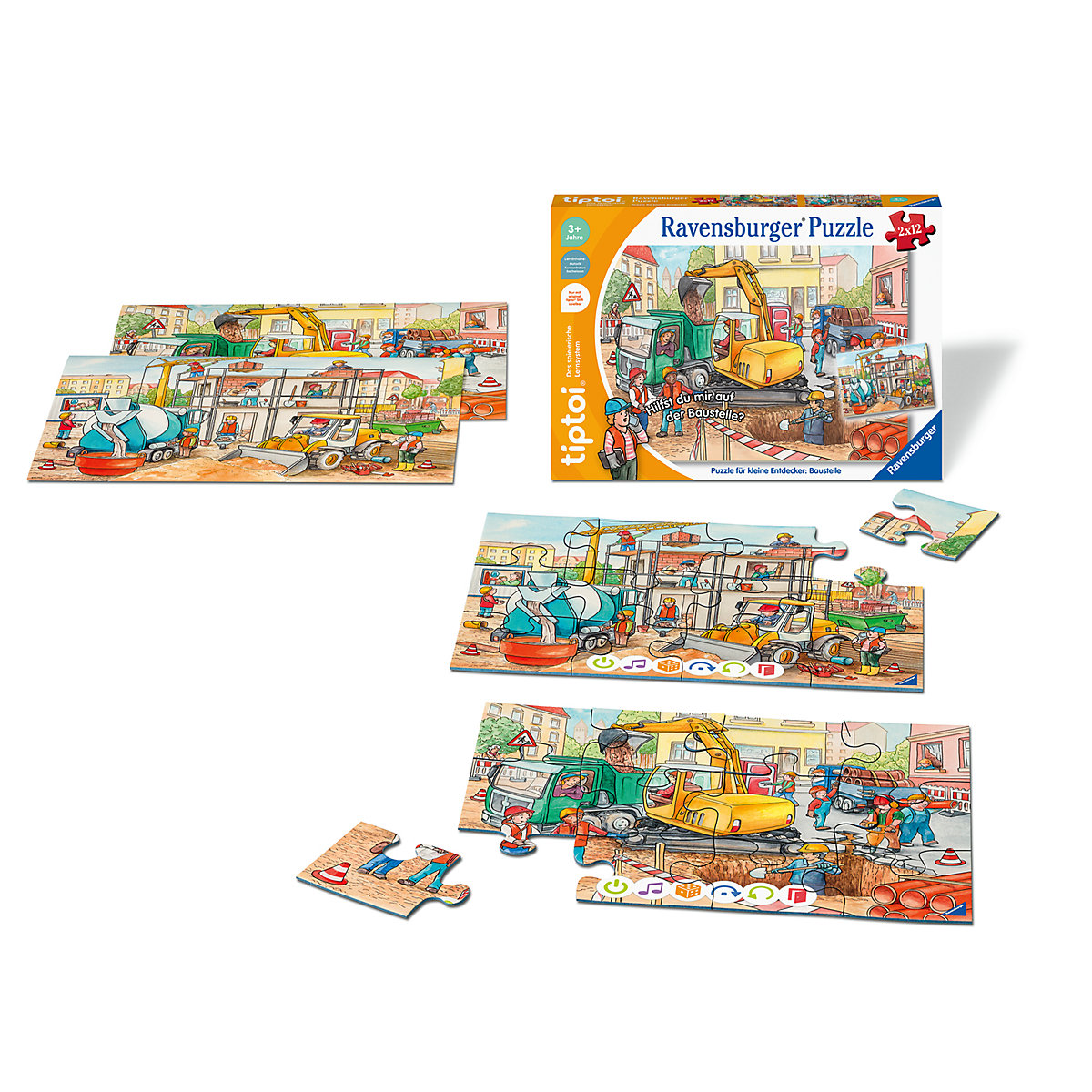 tiptoi® Puzzle für kleine Entdecker: Baustelle, 2 x 12 Teile
