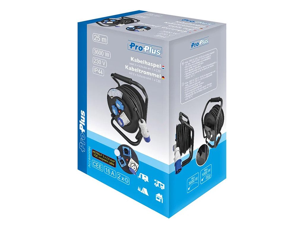 ProPlus CEE/Shuko 25 Meter Camping Kabeltrommel