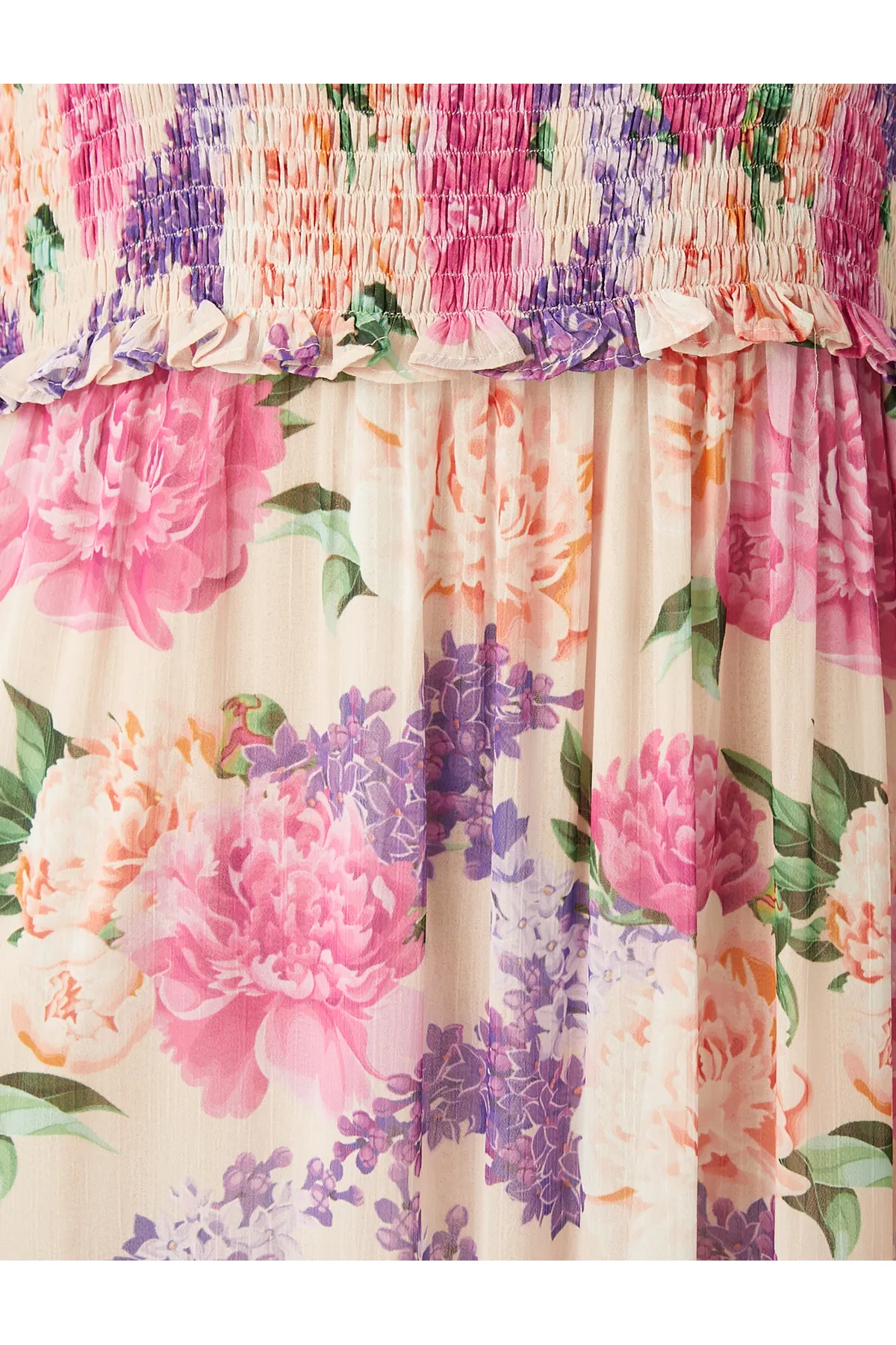 Koton  Geblümtes langes Kleid mit Gipe-Detail