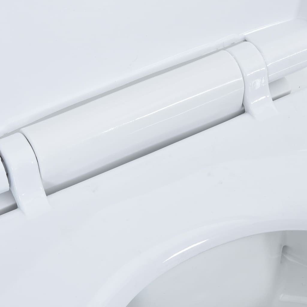 vidaXL Tiefspül-WC Hohe Spülrandlose Toilette Soft-Close 7 cm Höher Keramik Weiß