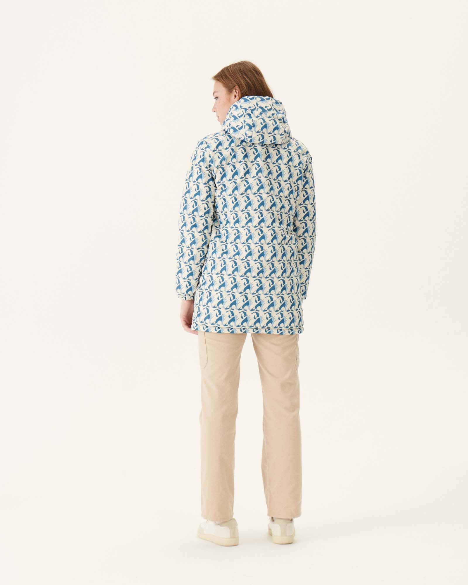 Doudoune longue réversible imprimé Monogram écru/Ecru Roma