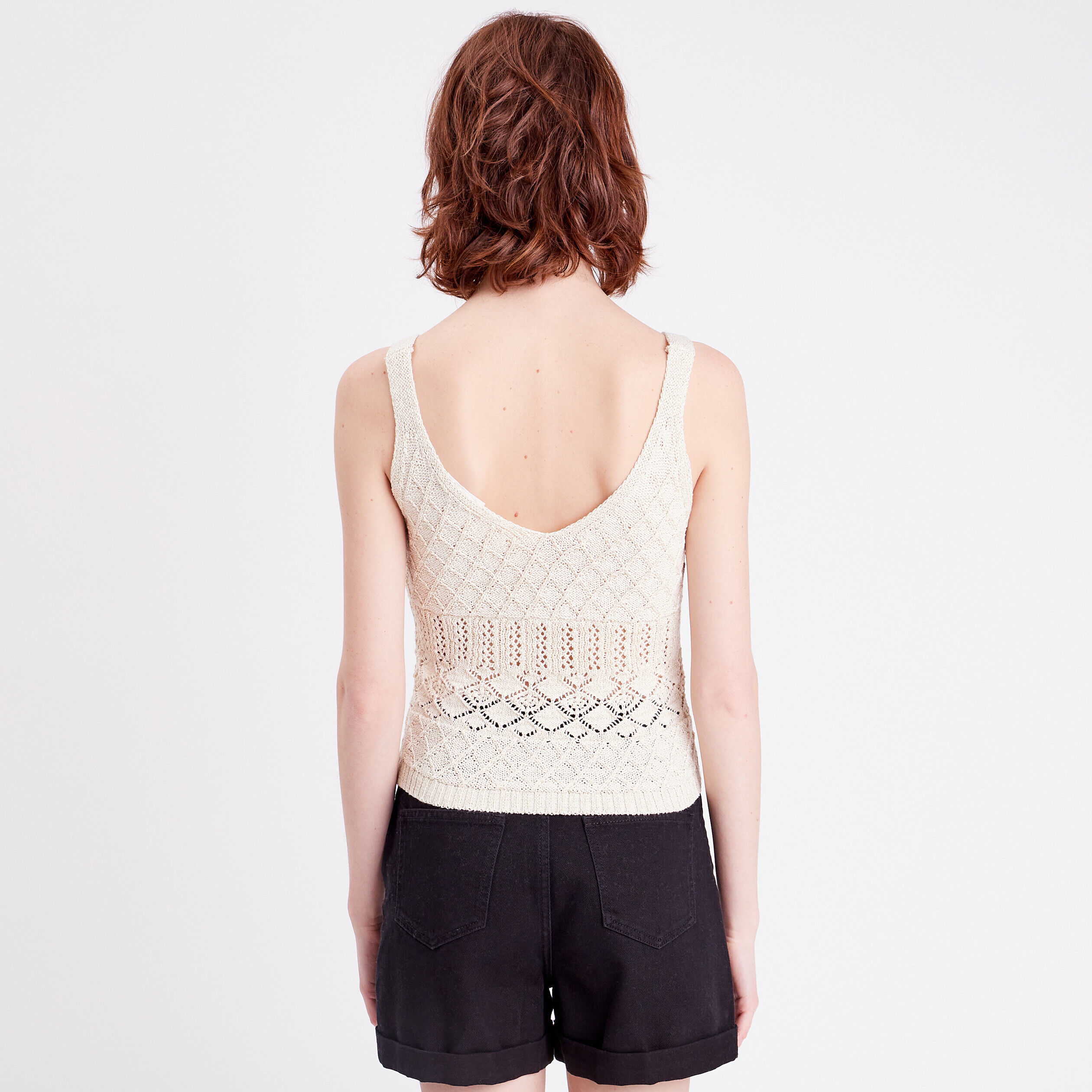 Débardeur pull ajouré ecru femme | Cache Cache