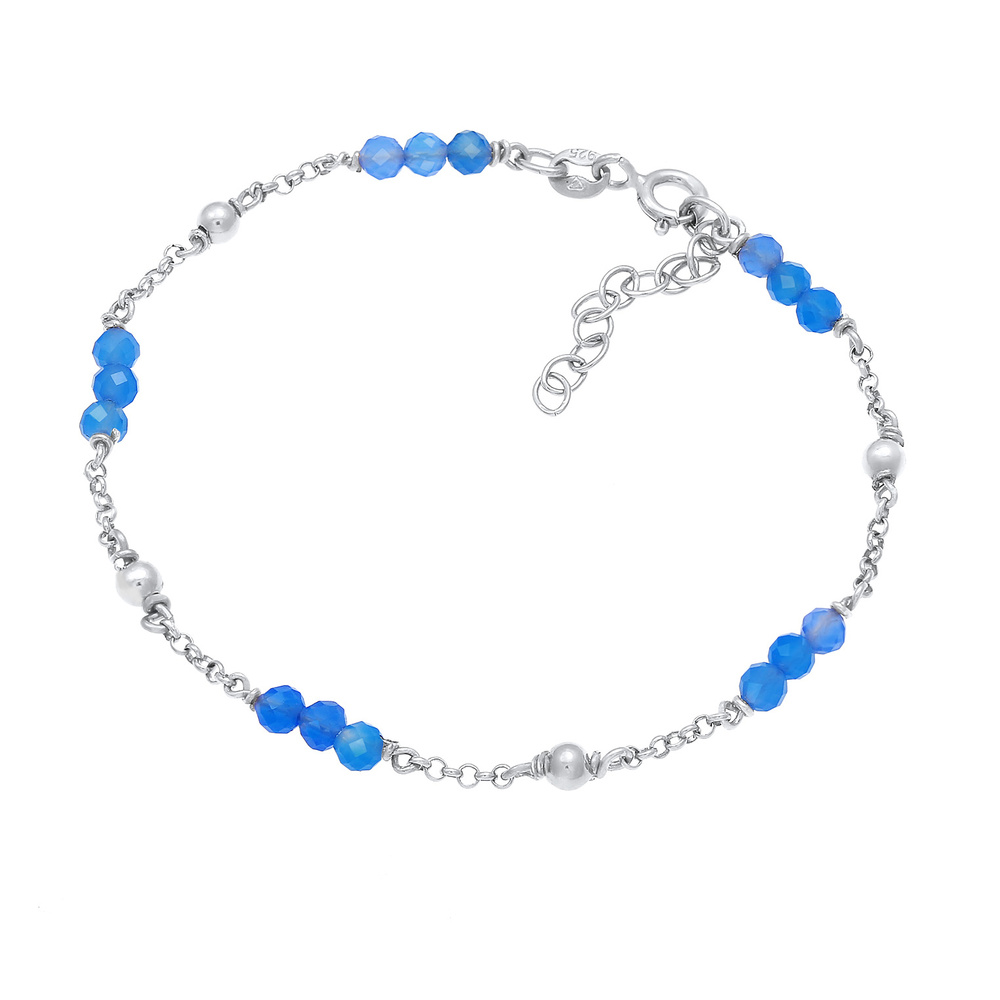 Elli Elli Bracelet Kugel Achat Bead Blau Sommer 925er Silber Bracelet