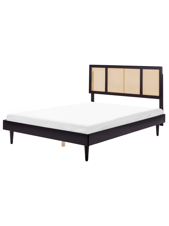 Beliani Doppelbett AURAY in Schwarz/Heller Holzfarbton - (W) 165 x (H) 119 x (L) 204 cm günstig kaufen onesize