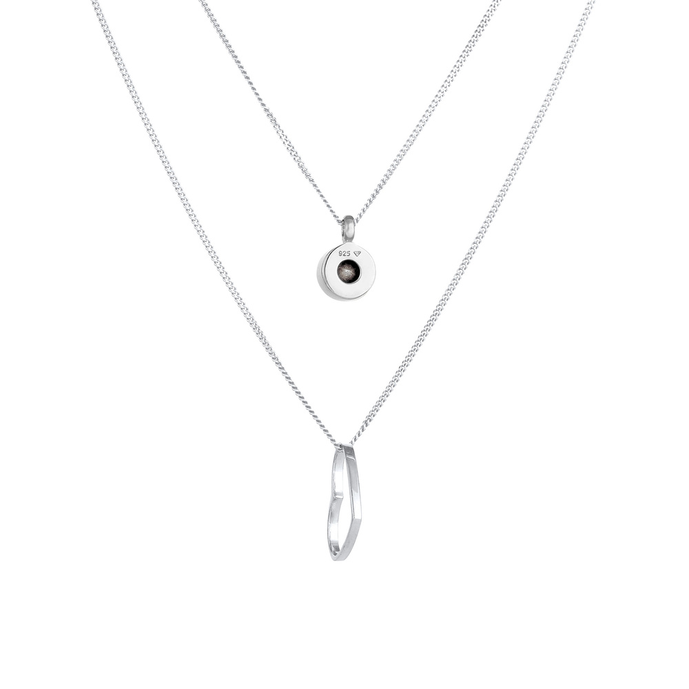 Elli Elli Collier Collier femme layering avec pendentif coeur et cristal en argent 925 collier